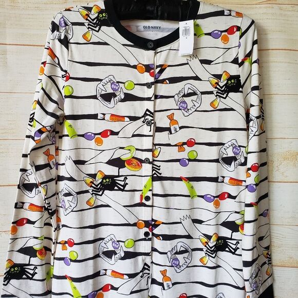 Old Navy Halloween Mummy Treats Spiders Witch Women's One Piece PJ Size Medium - Picture 8 of 13